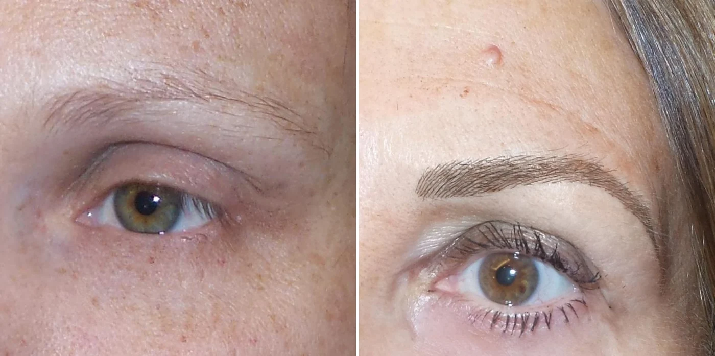 Permanent make-up brows before and after at Beauty Studio MediSpa, Shenfield